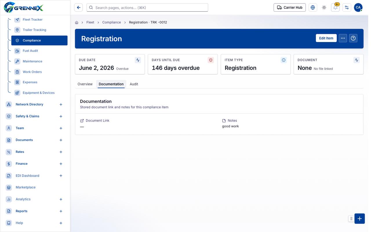 Documentation tab