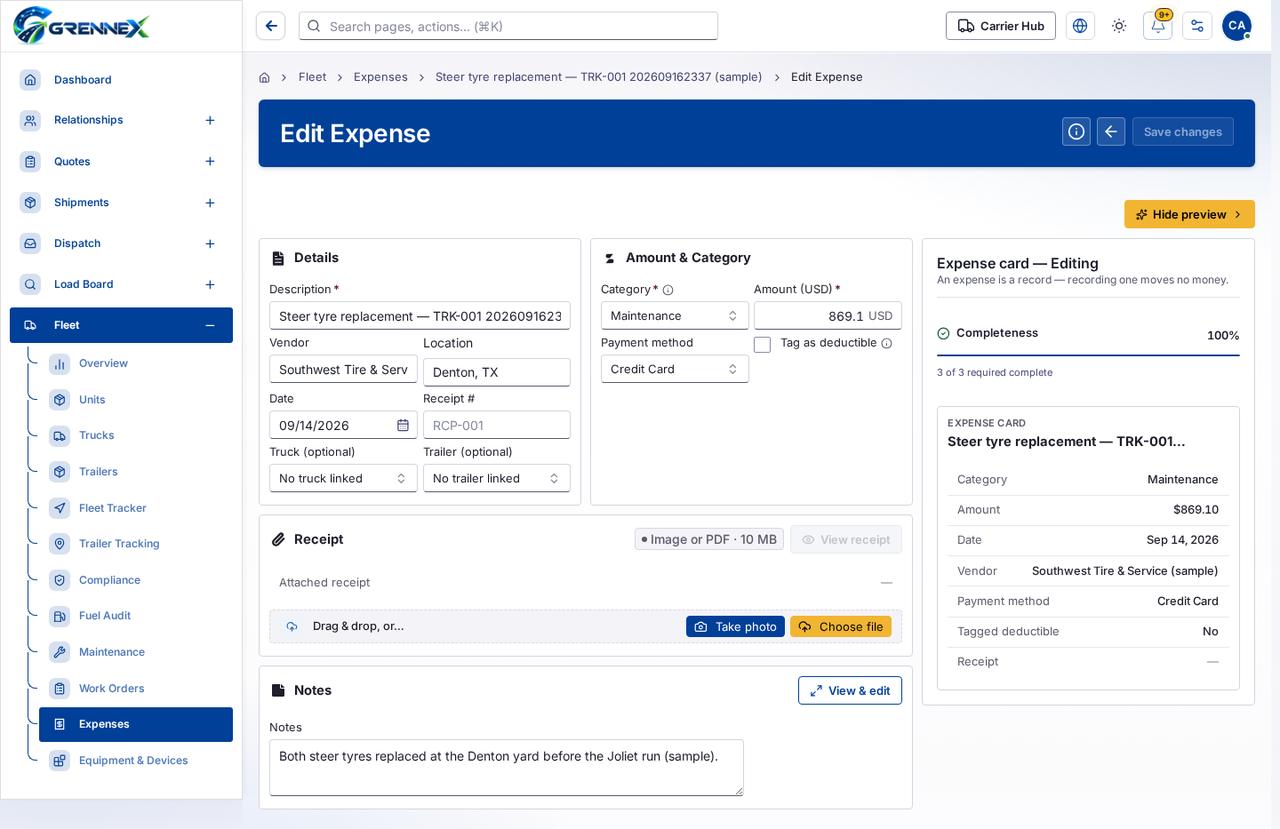 Edit expense