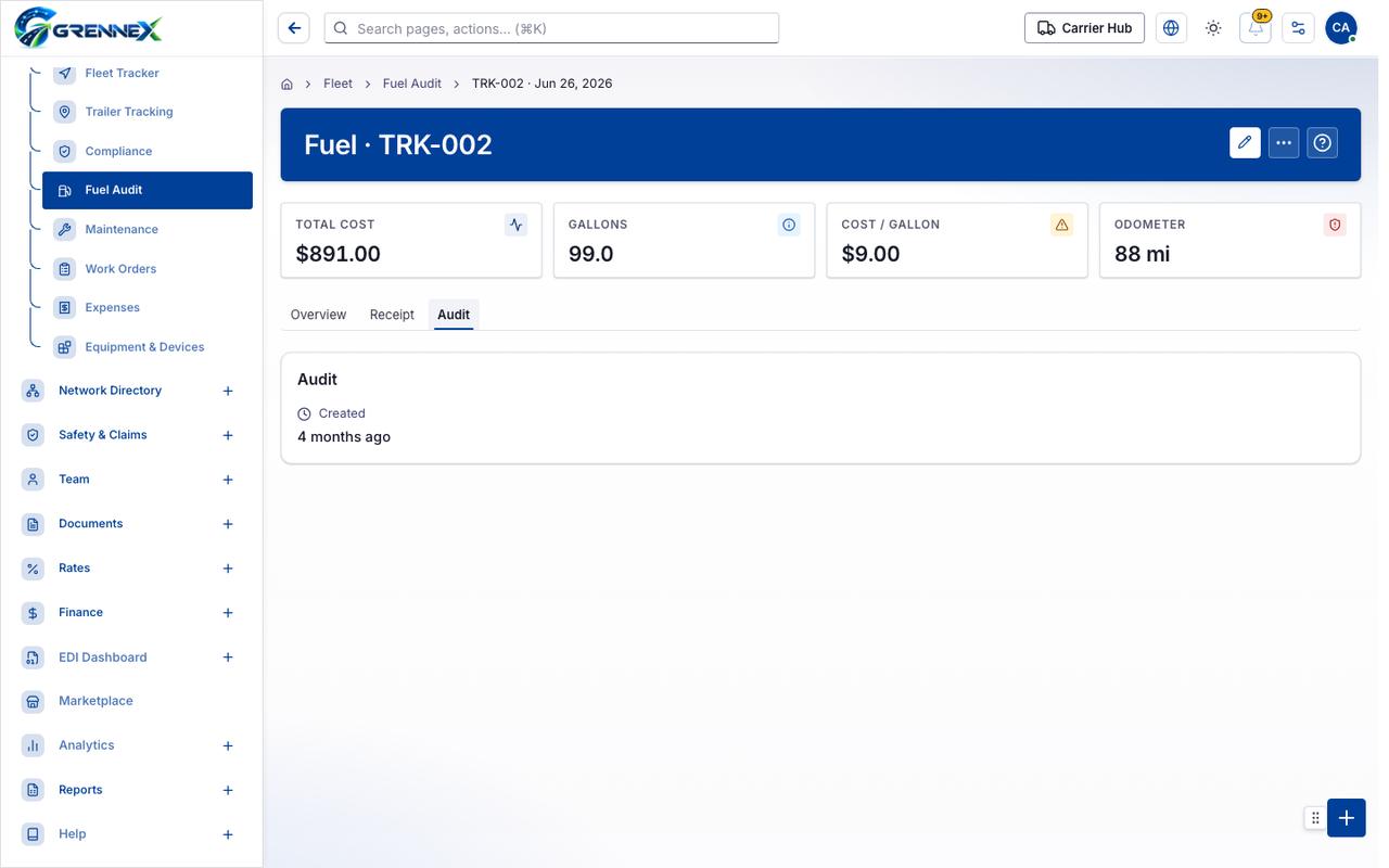 Audit tab