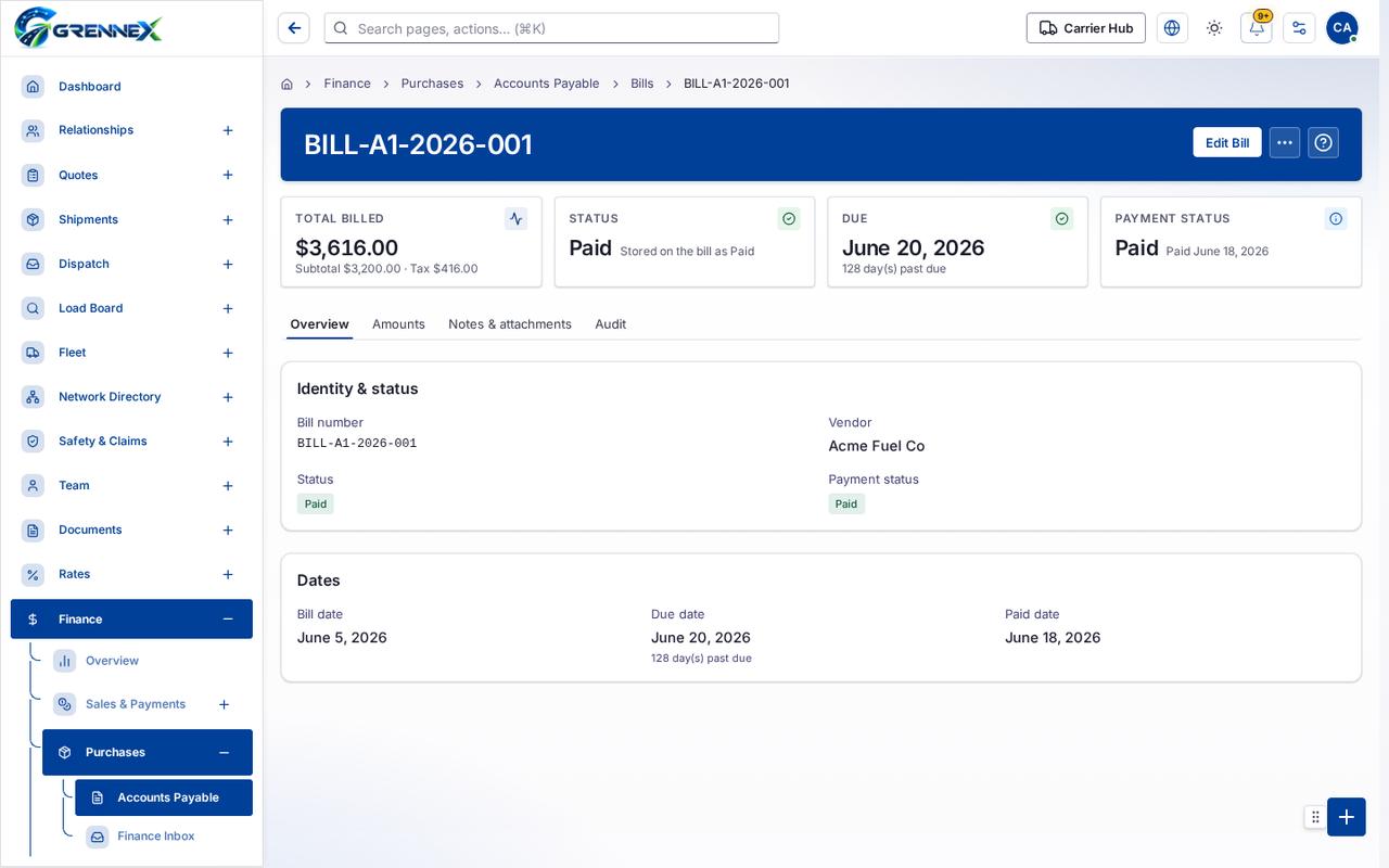 Bill details
