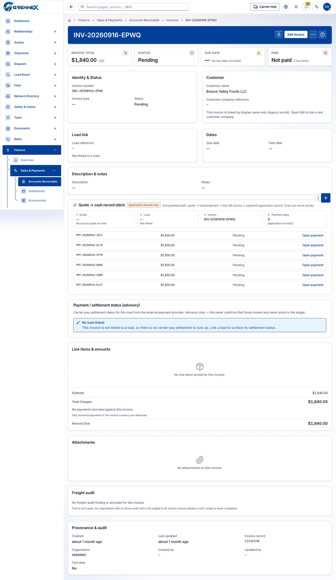 Invoice details