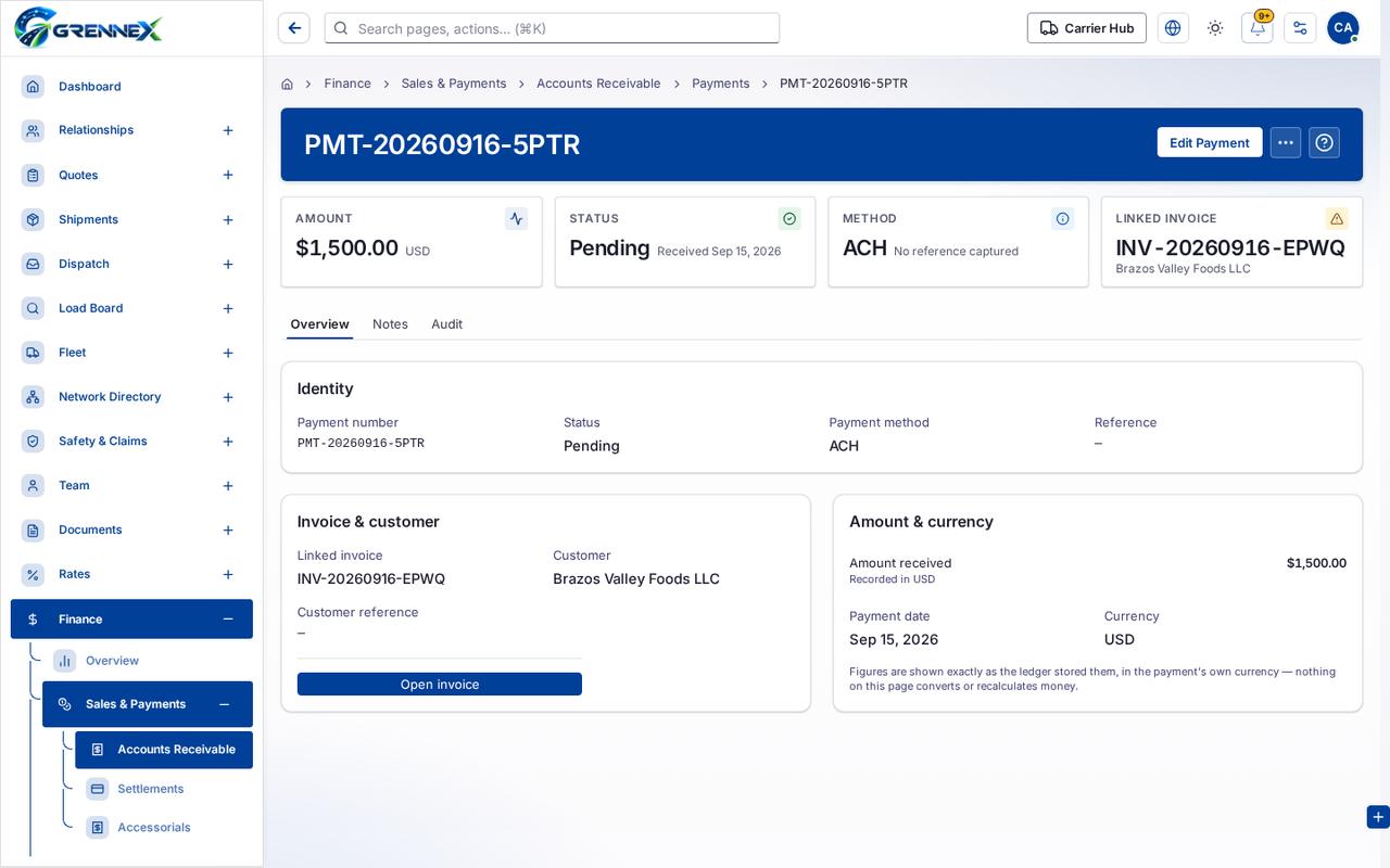 Payment details