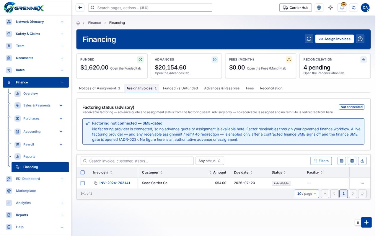 Assign Invoices1 tab