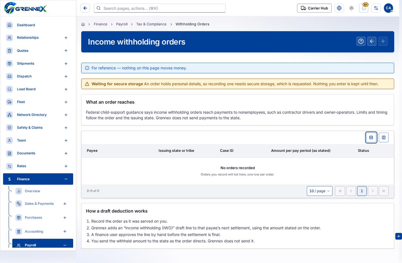 Income withholding orders