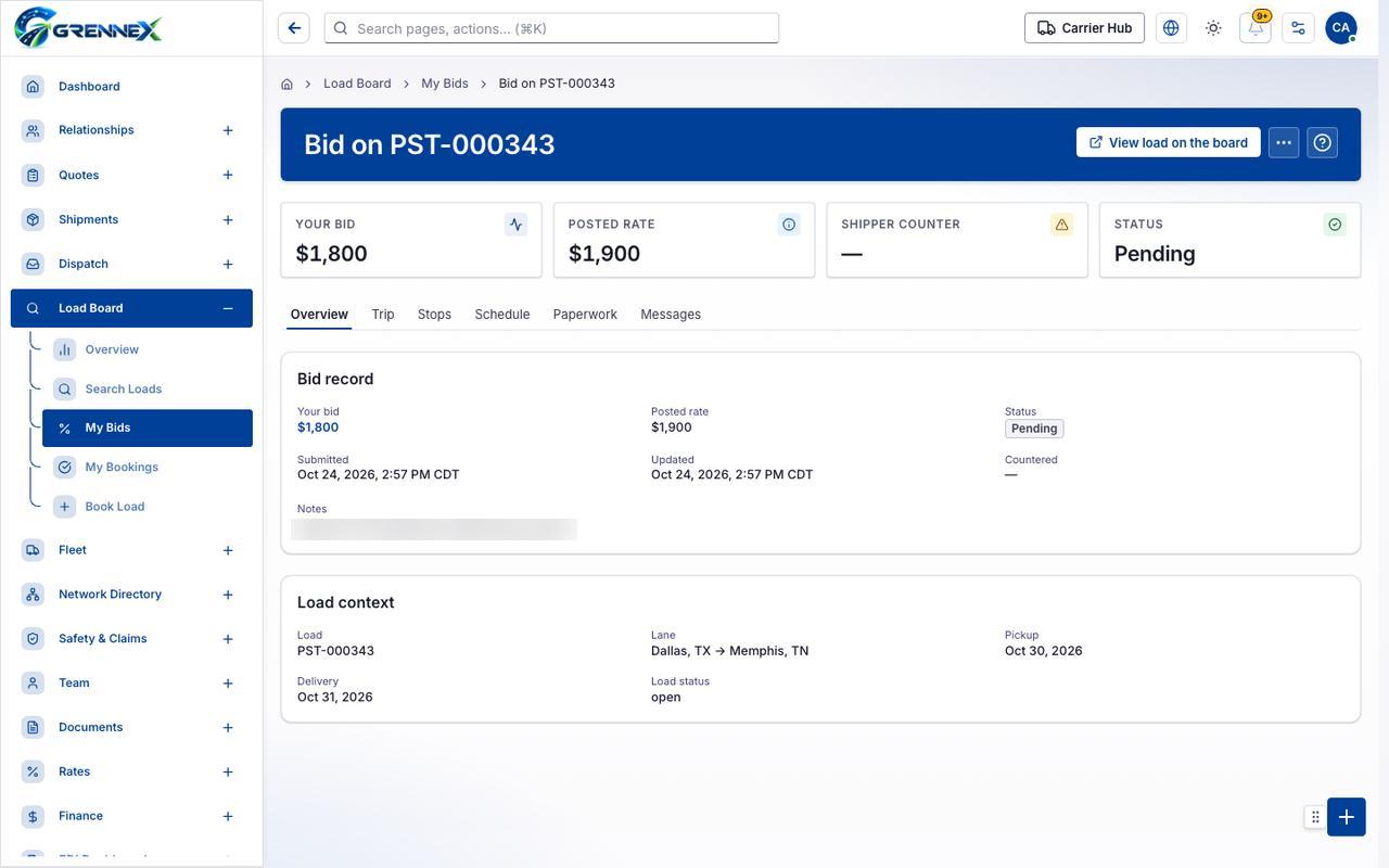 My bid details