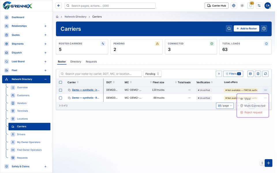 rowmenu state