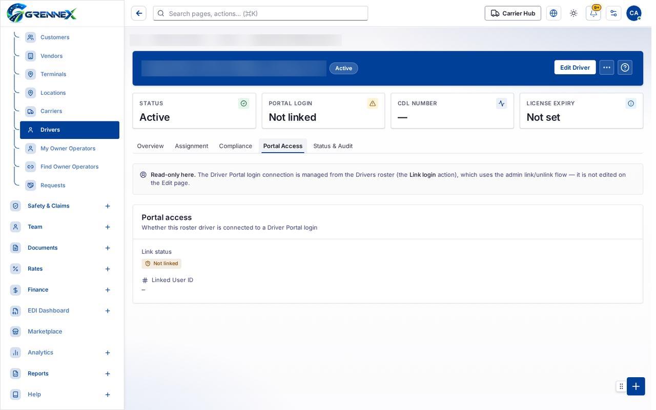 Portal Access tab