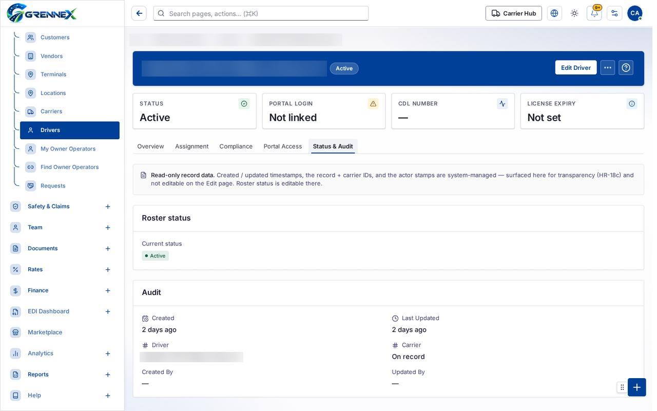Status Audit tab