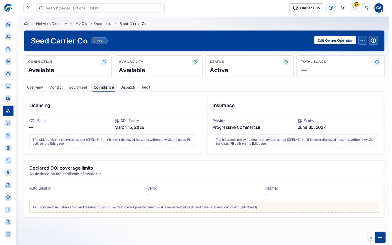 Compliance tab