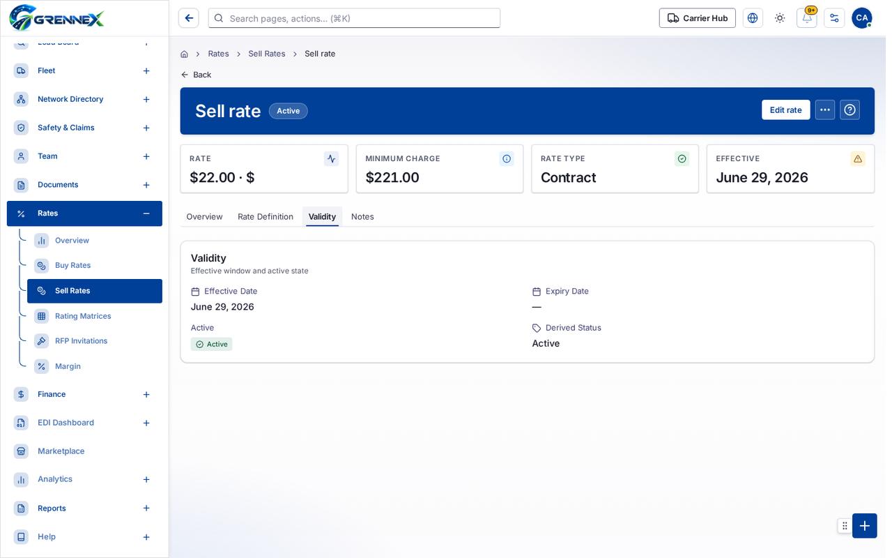 Validity tab