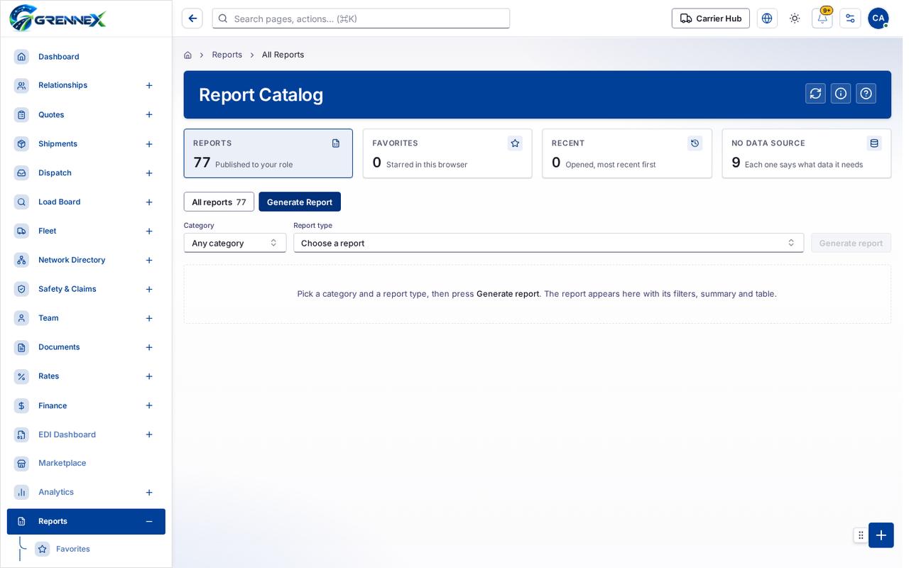 Generate Report tab