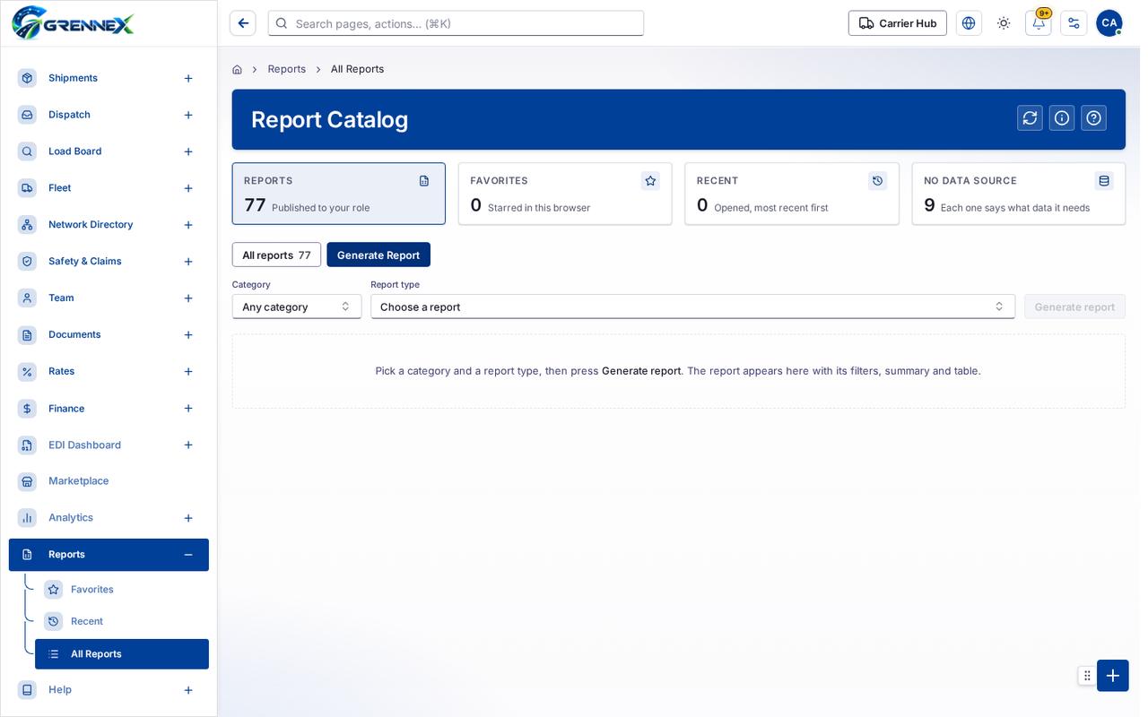 Generate Report tab