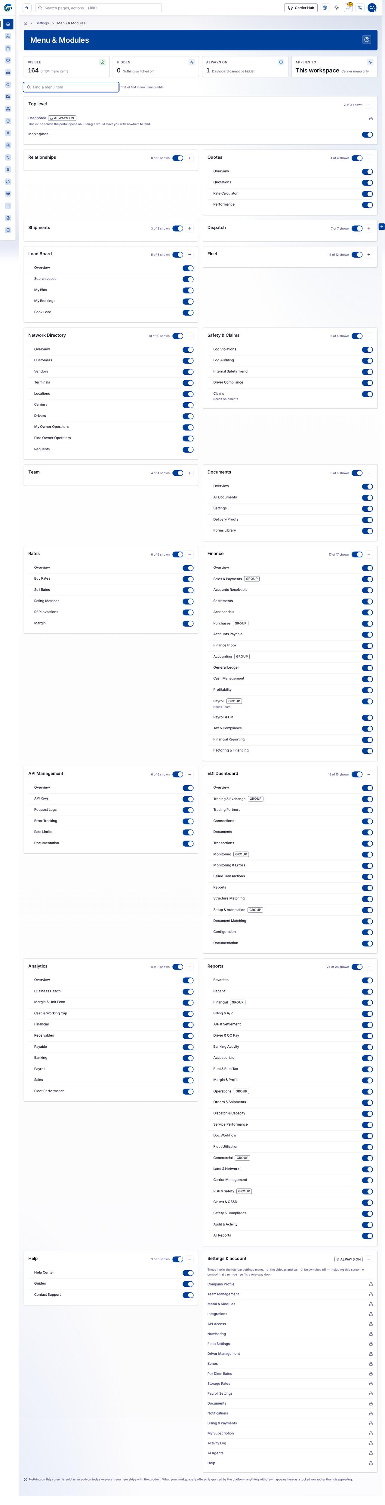 Menu & Modules