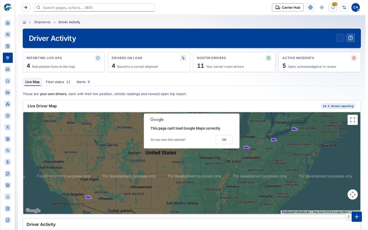 Live Map tab