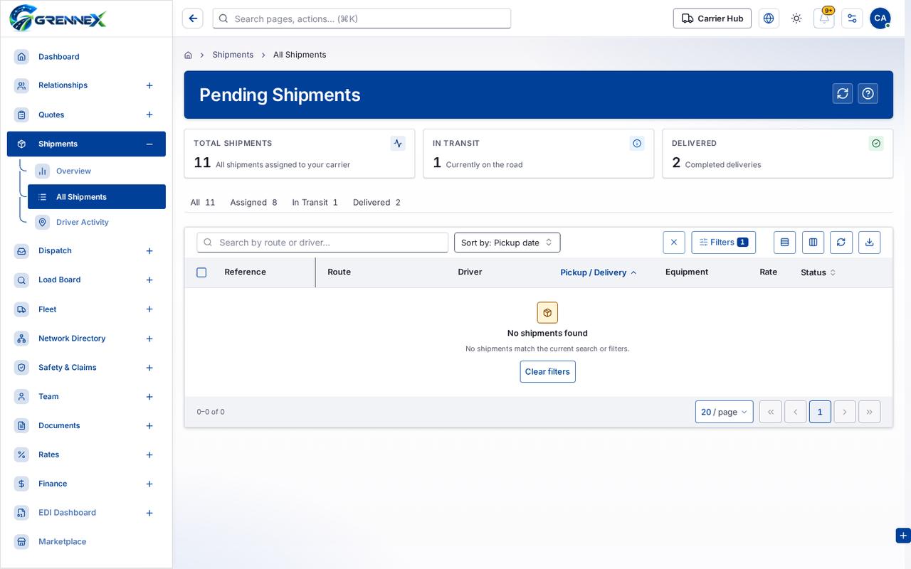 Pending Shipments