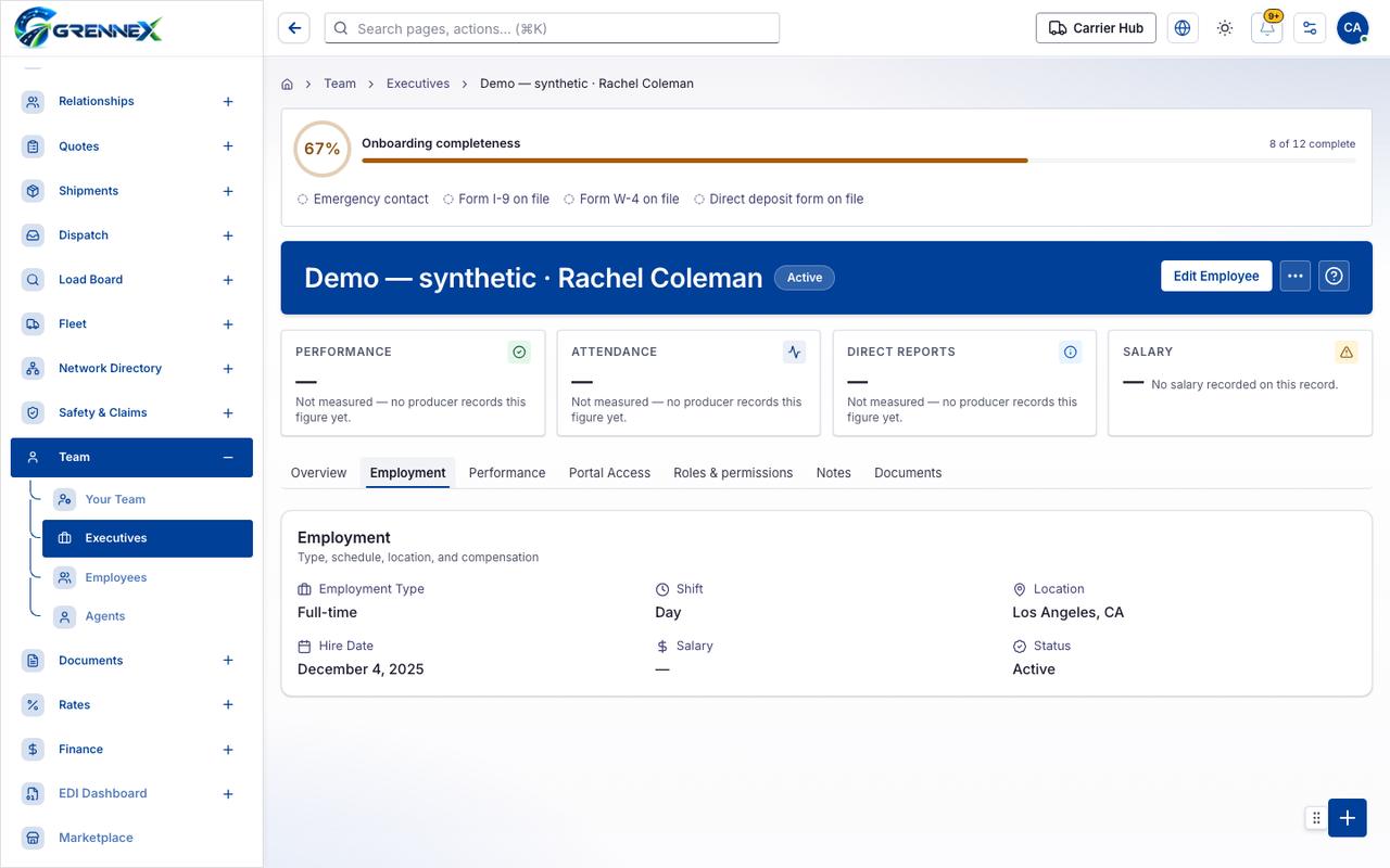 Employment tab