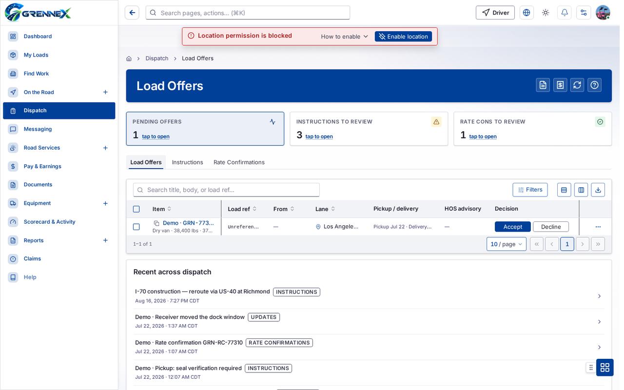 Load Offers tab