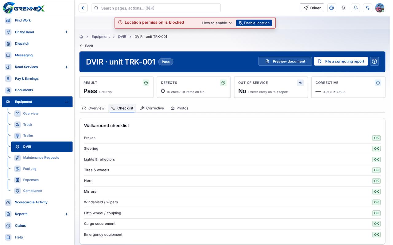 Checklist tab