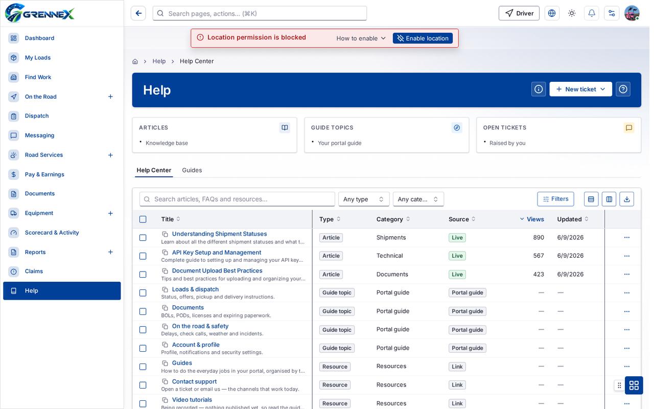 Help Center tab