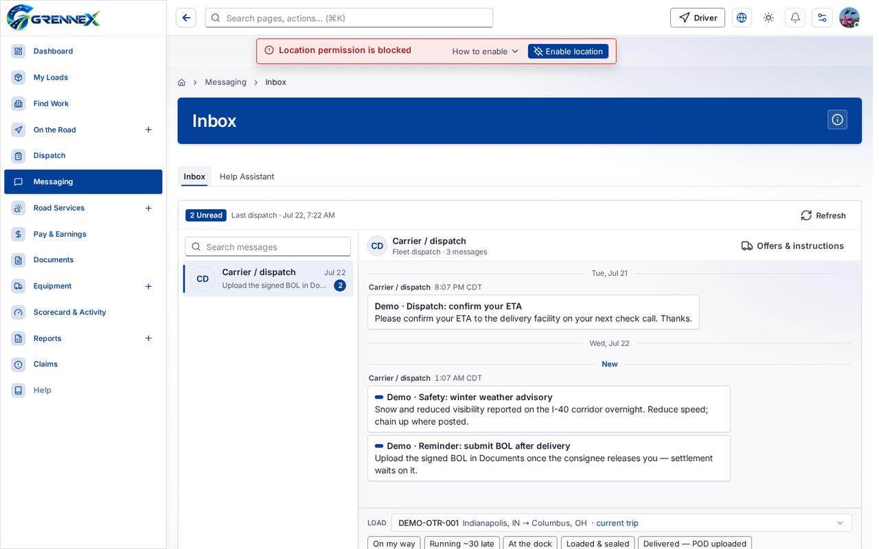 Inbox tab
