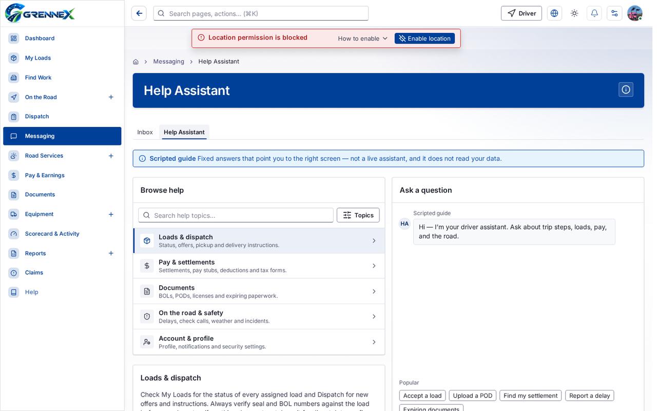 Help Assistant tab