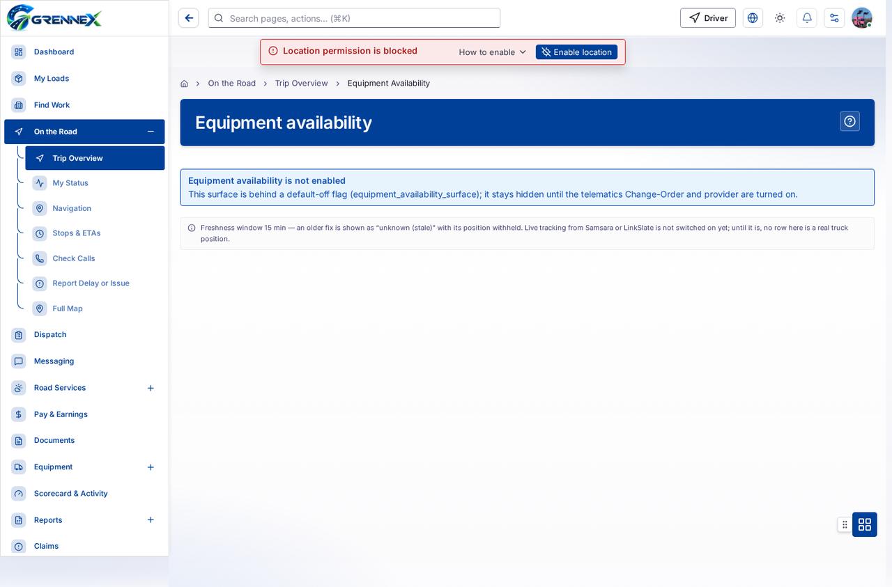 Equipment availability