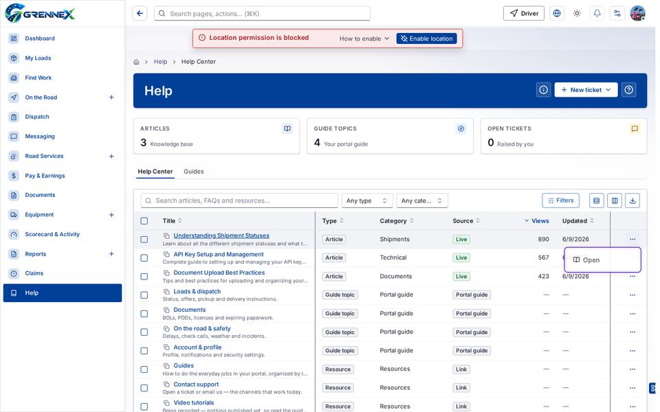 rowmenu state