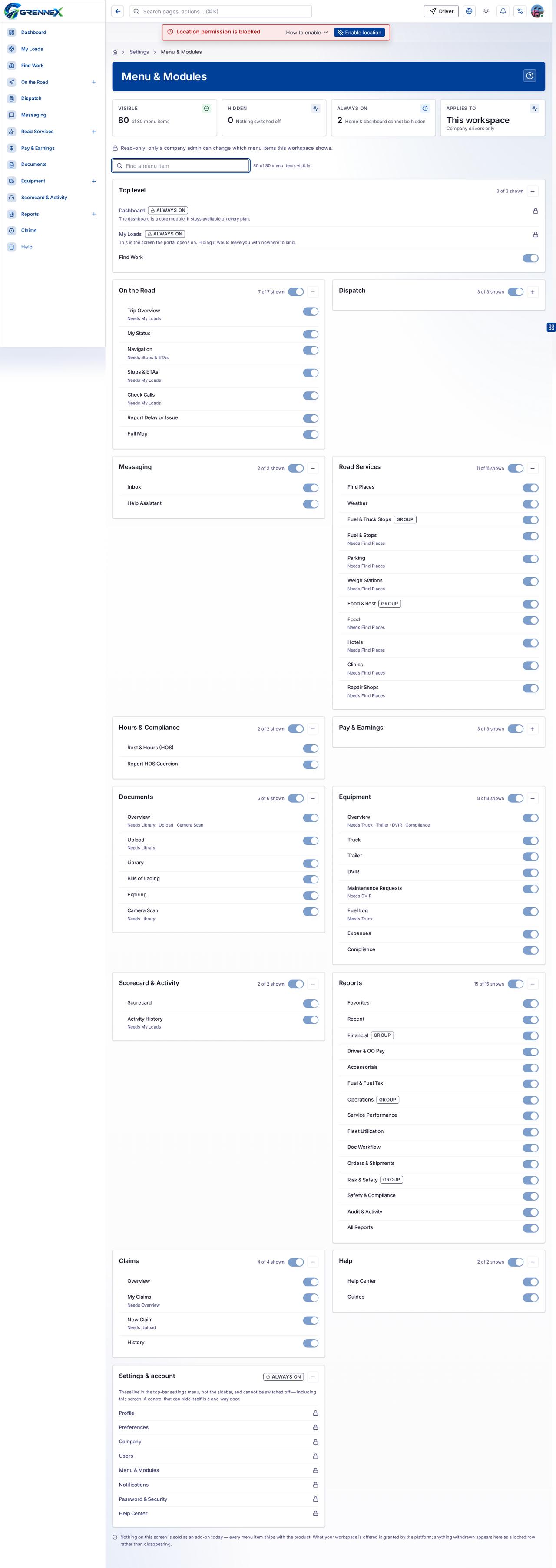 Menu & Modules
