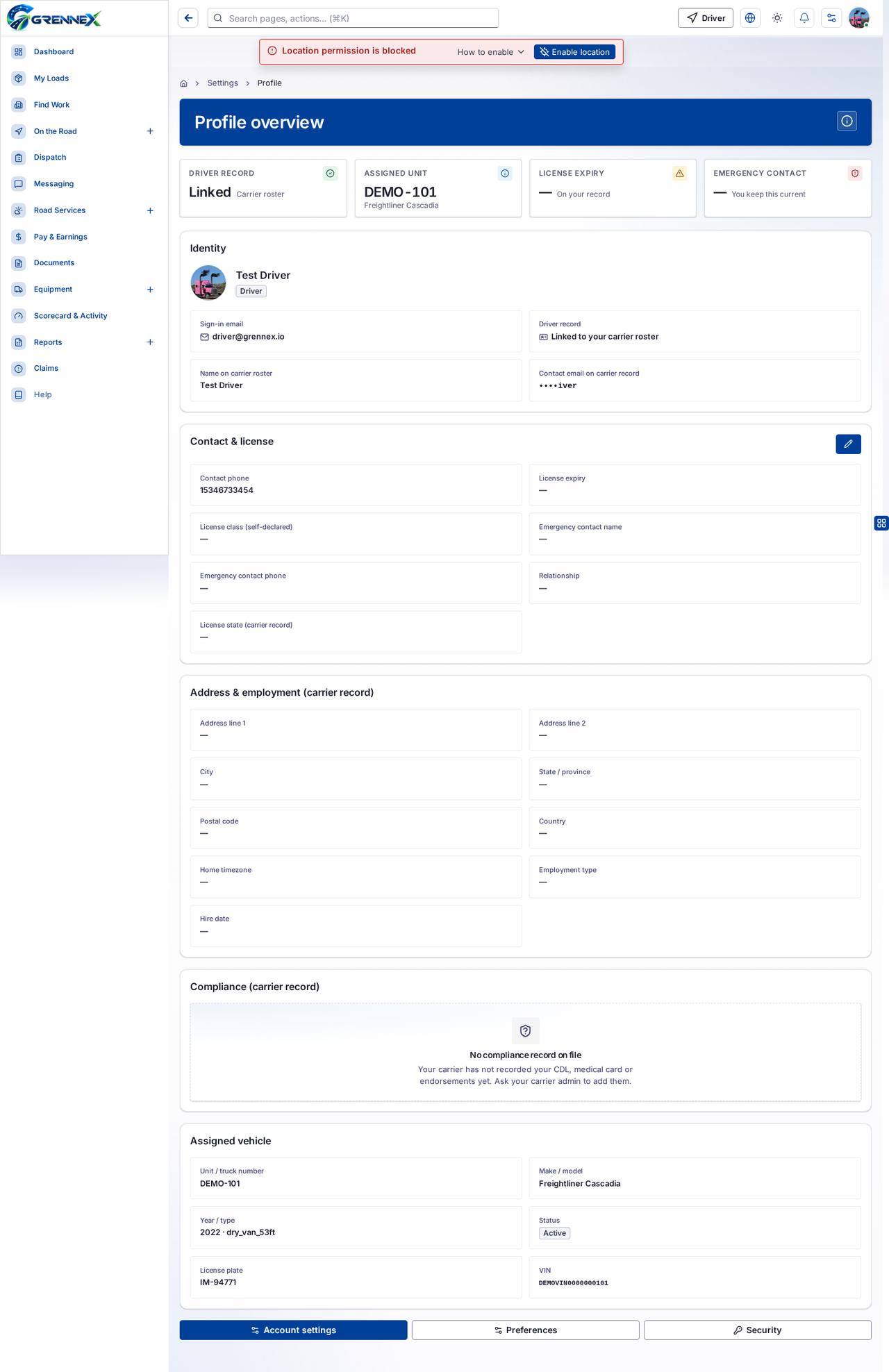 Profile overview